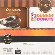 Dunkin Donuts Bakery Series Chocolate Glazed Donut Flavored Coffee K-Cups For Keurig K Cup Brewers - 32 Pack N3