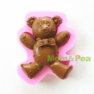 Mom&amp;pea 0637 Bear Shaped Silicone Mould for Fondant Cake Sugar Paste Cake Decoration 3d Cake Toppers Mold 9.1*...