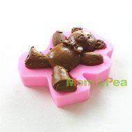 Mom&amp;pea 0637 Bear Shaped Silicone Mould for Fondant Cake Sugar Paste Cake Decoration 3d Cake Toppers Mold 9.1*... N2