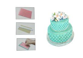 YIJIA Embossing Cake Mold Cake Decorating Tools Plastic Pastry Tools Pink N2