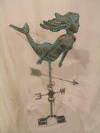 LARGE Handcrafted 3D 3- Dimensional Mermaid Weathervane Copper Patina Finish