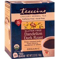 Teeccino Gluten Free Organic Chicory Herbal Tea Dandelion Dark Roast Tea Bags, Caffeine Free, Acid Free 10 count