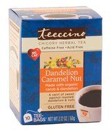 Teeccino Gluten Free Organic Chicory Herbal Tea Dandelion Dark Roast Tea Bags, Caffeine Free, Acid Free 10 count N7