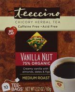 Teeccino Gluten Free Organic Chicory Herbal Tea Dandelion Dark Roast Tea Bags, Caffeine Free, Acid Free 10 count N25