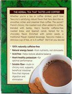 Teeccino Gluten Free Organic Chicory Herbal Tea Dandelion Dark Roast Tea Bags, Caffeine Free, Acid Free 10 count N29