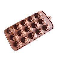 Rose 15 Holes Chocolate Jelly Pudding Silicone Cake Mold Pan 8.8"x4.1"x0.39" Color At Random