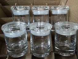 6 PACK OF APOTHECARY THICK GLASS MEDICAL, KITCHEN, HERB STASH JARS ODOR PROOF AIR TIGHT SUCTION LIDS