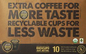 EKOCUPS Artisan Organic Light Gourmet Coffee, medium roast, in Recyclable Single Serve Cups for Keurig K-cup Brewers... N3