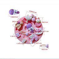 SHINA 2pc Baby Horse Duck Bottle Carriage Soap Cake Decorating Silicone Mold N4