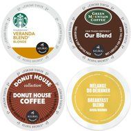 Keurig Light Roast K-Cup Coffee Variety Pack Bundle with Starbucks Veranda Blonde, Green Mountain Our Blend, Faro...