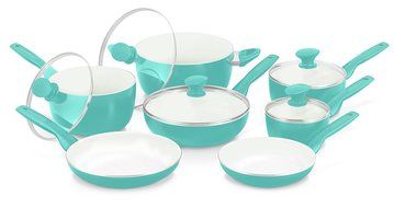 GreenPan Rio 12pc Ceramic Non-Stick Cookware Set, Turquoise