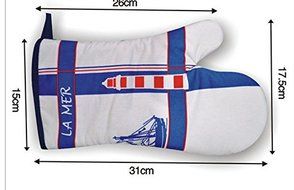V&amp;J Kitchen Oven Mitt Pot Holder Set --Blue White N2