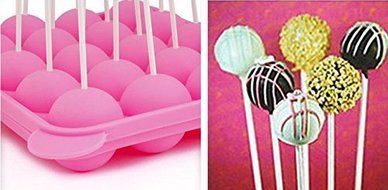 2-Piece Set 20 Holes Cake Pop Non-Stick Silicone Mold DIY Baking Tool N3