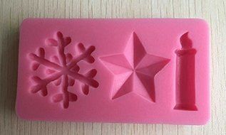 HSE New Arrival Snowflake, Five Pointed Star, Candle Shape 3D Fondant Silicone Cake Lace Mold Tools Bakeware