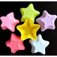 Silicone 7cm Muffin Cup 12pcs/lot Multiple Colors Pointed Star Shape Silicone Cake Mold Pudding Cup Jelly Bakeware