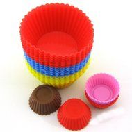 Cake Crayon Muffin Chocolate Silicone Mold Ice Tray Round 30 Pcs, Mixed Colors