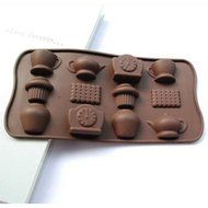 Bhbuy 1silicone Tea Cup Clock Teapot Ice Chocolate Mould Cake Mold 12 Holes DIY Tools N3