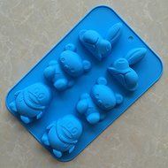 Longzang 6 Cavity Bunny Bear Penguin Silicone Mold for Cake Chocolate Ice Tray Panna Cotta Pudding Jello Shot...