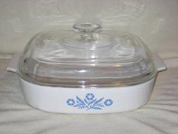Vintage Corning Ware - Cornflower / Corn Flower - Large Casserole w/ Lid - 9 3/4 x 9 3/4 x 2 - A-10-B