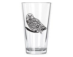 Corkology Snowy Owl Pint Glass, Clear