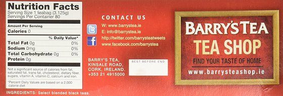 Barry's Irish Breakfast Tea, 80-Count Tea Bags (Pack of 3) N13