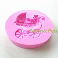 Mom&amp;pea 0659 Pram Shaped Silicone Mould for Fondant Cake Sugar Paste Cake Decoration 3d Cake Toppers Mold 8.7*... N3