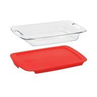 Pyrex Easy Grab 3 Qt. Oblong Baking Dish with Plastic Cover Color: Red