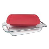 Pyrex Easy Grab 3 Qt. Oblong Baking Dish with Plastic Cover Color: Red N2