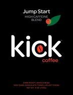 JUMP START BLEND: Dark French Roast, 12 oz. High Caffeine Whole Bean Coffee, Rich Bold Strong Intense, Classic... N7
