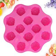 &quot;12 Cavity Silicone Rose Cake Jelly Pan Mold Pudding Muffin Handmade Soap Molds Mould Bakeware Baking Pans &amp; Dishes... N3
