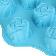 &quot;12 Cavity Silicone Rose Cake Jelly Pan Mold Pudding Muffin Handmade Soap Molds Mould Bakeware Baking Pans &amp; Dishes... N9