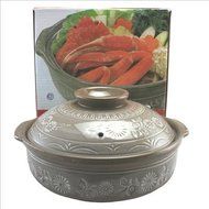 Khafu Japan 10-Inch Japanese Earthen Casserole Pot