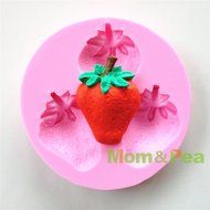 Mom&amp;pea 0603 Strawberry Shaped Silicone Mould for Fondant Cake Sugar Paste Cake Decoration 3d Cake Toppers Mold...
