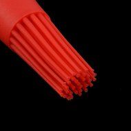 uxcell Silicone Round Shape Heat Resistant BBQ Utensil Cream Basting Brush Red Clear N2