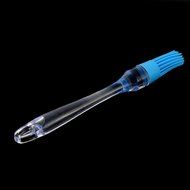 uxcell Silicone Round Shape Heat Resistant BBQ Utensil Cream Basting Brush Red Clear N5