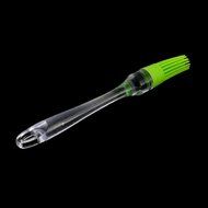 uxcell Silicone Round Shape Heat Resistant BBQ Utensil Cream Basting Brush Red Clear N12