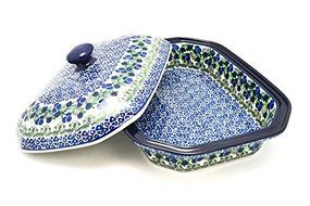 Polish Pottery Baker - Rectangular Covered - Large - Huckleberry