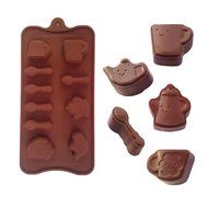 Coffee &amp; Tea Cartoon Set Shaped Fondant Cake Chocolate Pan Candy Soap Silicone Mold Baking Pan Cake Decoration