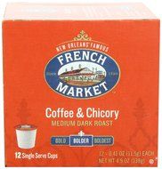 French Market Medium Dark Roast and Chicory Single Serve Cups Coffee, 12 Count (Pack of 6) N2