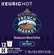 French Market Medium Dark Roast and Chicory Single Serve Cups Coffee, 12 Count (Pack of 6) N4