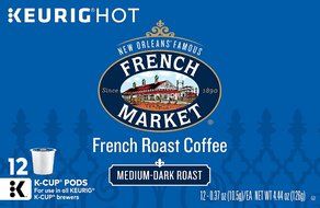 French Market Medium Dark Roast and Chicory Single Serve Cups Coffee, 12 Count (Pack of 6) N11