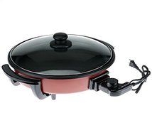 Deni 13 Inch Nonstick Round Skillet with Glass Lid - Red