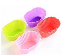 4Pcs / Lot Ellipse Shape Silicone Cake Mold Muffin Cookie Cup Chocolate Jelly Mould Cake Baking Mold