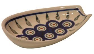 Polish Pottery Spoon Rest Peacock