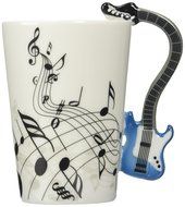 Moyishi Blue Electric Guitar Music Notes Holds Tea Coffee Milk Ceramic Mug 10.58oz In Gift Box Best Gift