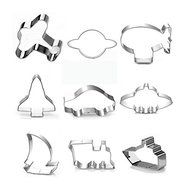 FairyTeller 9Pcs Biscuit Molds For Cookies Press Cutters Set In Car Airplane Train Rockets Ufo Ship Shapes Bakery... N2