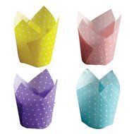 Hoffmaster 611124 Dotted Tulip Cup Cupcake Wrapper, 4-Color Assortment, 4-5-Ounce Capacity, 2-1/4&quot; Diameter x...