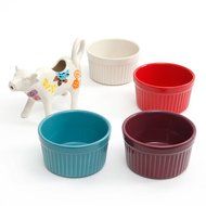 The Pioneer Woman Flea Market 5-Piece Serving Set, 4 Ramekins in Assorted Colors and Cow Creamer, Floral N2