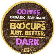 EKOCUPS Organic Artisan Coffee, Dark, Dark roast for Keurig K-cup single serve Brewers, 0.45 Ounce, 10 count