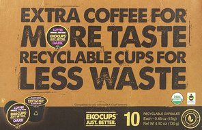 EKOCUPS Organic Artisan Coffee, Dark, Dark roast for Keurig K-cup single serve Brewers, 0.45 Ounce, 10 count N3
